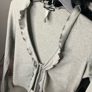 Fashion Nova XS Long Sleeve Tie Up Blouse